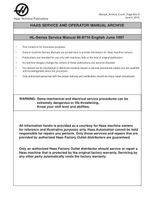 Haas HL-Series Service Manual 96-8710 English June 1997
