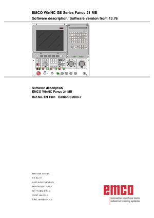 EMCO WinNC GE Series Fanuc 21 MB Manual