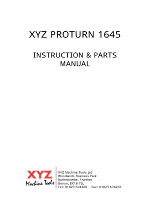 XYZ Proturn 1645 Instruction and Parts Manual