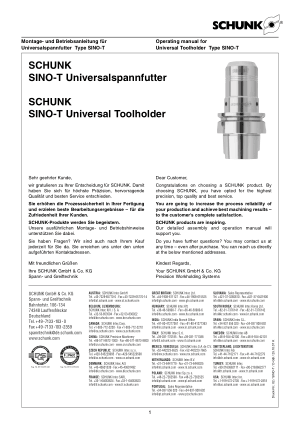 SCHUNK SINO-T Universal Toolholder Operating Manual