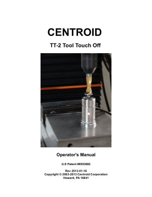 Centroid TT-2 Tool Touch Off Operator’s Manual