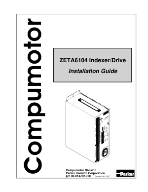 Parker Compumotor ZETA6104 Indexer Drive Installation Guide