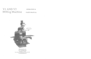 Sharp Knee Mill Operation and Parts Manual - Model V1