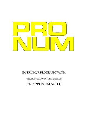 Instrukcja programowania PRONUM 640FC
