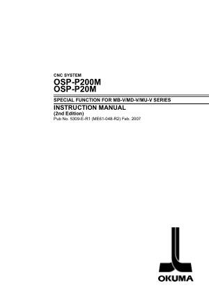 Okuma OSP-P200M/P20M Special Function Instruction Manual