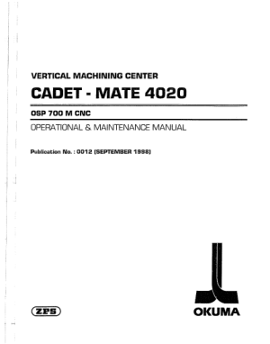 Okuma OSP-700M VMC Operational Maintenance Manual