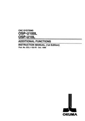 Okuma OSP-U100L/U10L Additional Functions Instruction Manual