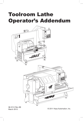 Haas Toolroom Lathe Operator Manual
