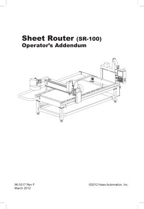Haas Sheet Router SR-100 Operator Manual