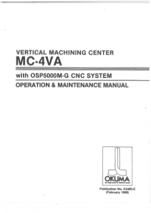 Okuma VMC MC-4VA OSP5000M-G Operation Maintenance Manual
