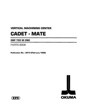 Okuma VMC CADET-MATE OSP700M Parts Book