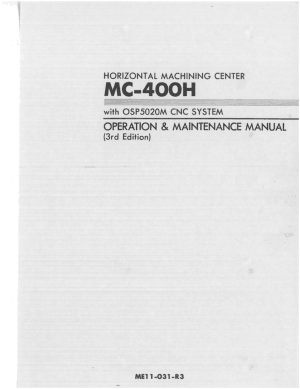 Okuma MC-400H OSP5020M Operation Maintenance Manual