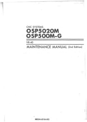 Okuma OSP5020M OSP500M-G VR-40 Maintenance Manual