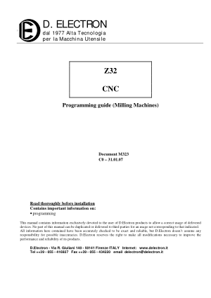 D.Electron Z32 CNC Programming Guide (Milling Machines)