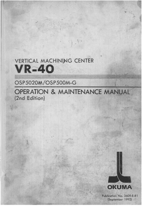 Okuma VR-40 OSP5020M Operation Maintenance Manual