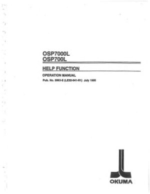 Okuma OSP7000L Help Function Operation Manual