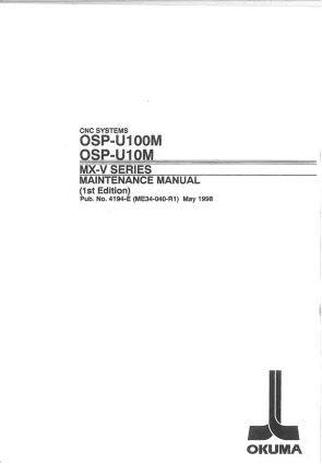 Okuma OSP-U100M MX-V Maintenance Manual