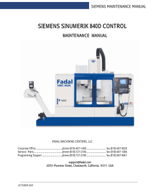 Fadal VMC Siemens Sinumerik 840D Maintenance Manual