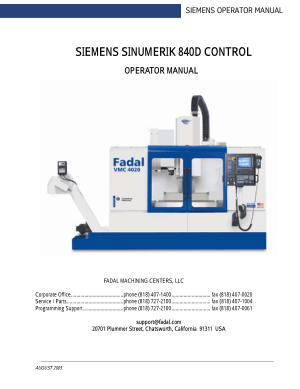 Fadal VMC Siemens Sinumerik 840D Operator Manual