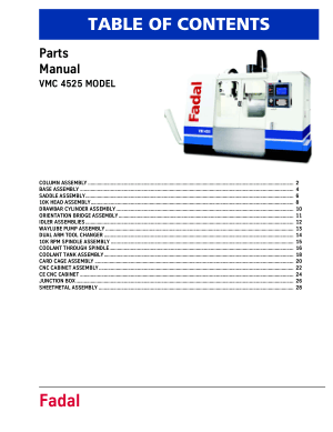 Fadal VMC 4525 Parts Manual