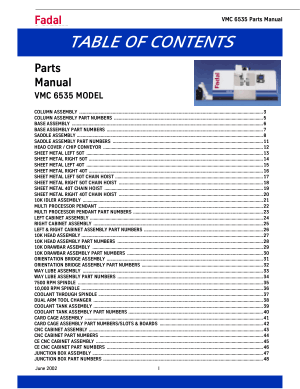 Fadal VMC 6535 Parts Manual