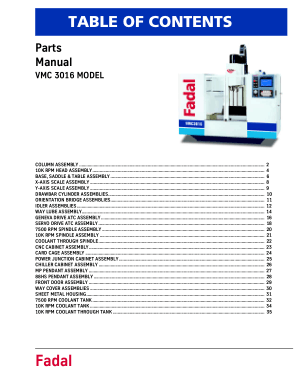Fadal VMC 3016 Parts Manual