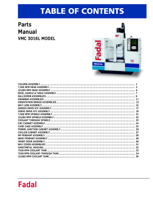 Fadal VMC 3016L Parts Manual
