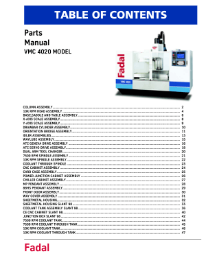 Fadal VMC 4020 Parts Manual