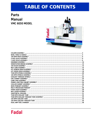 Fadal VMC 6030 Parts Manual
