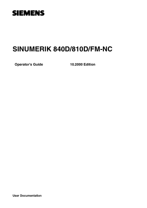 Sinumerik 840D FM-NC Operators Guide