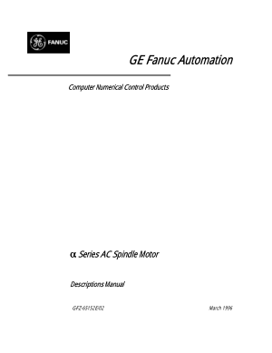 Fanuc Alpha Series AC Spindle Motor Descriptions Manual 65152E