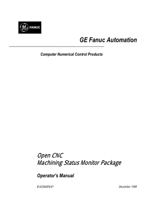 Fanuc Open CNC Machining Status Monitor Operator Manual 63364EN