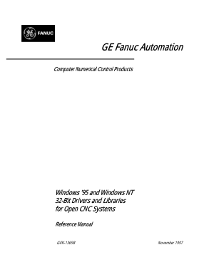 Fanuc Windows95 NT 32-Bit Drivers Libraries for Open CNC Ref Manual GFK-1365B