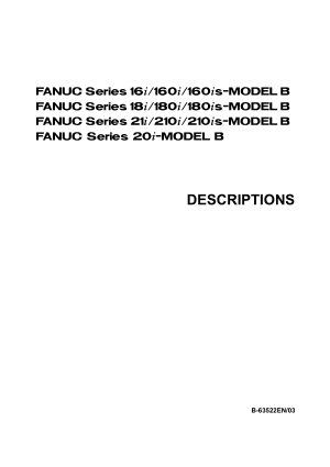 Fanuc 16i 18i 21i 20i-Model B Descriptions