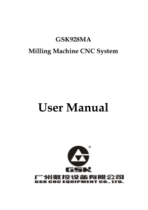 GSK928MA CNC Milling User Manual