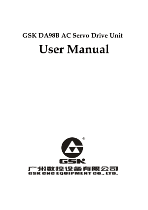 GSK DA98B AC Servo Drive Unit User Manual