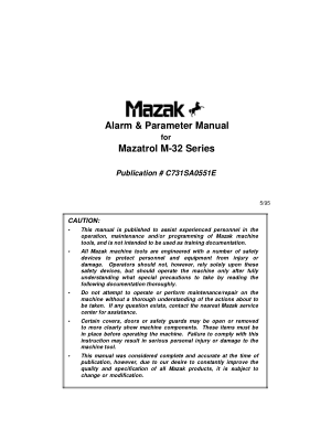 Alarm & Parameter Manual for Mazatrol M-32 Series