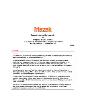 Mazak Integrex MKIV Matrix Programming Class Workbook