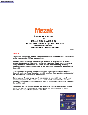 Mazak Maintenance Manual MDS-A  AC Servo Amplifier Spindle Controller