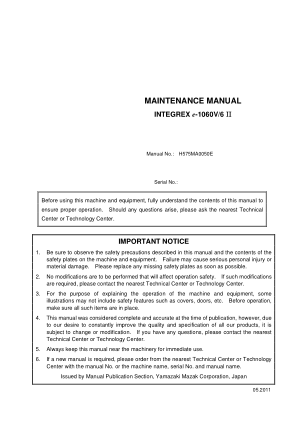 Mazak INTEGREX e-1060V 6 II Maintenance Manual
