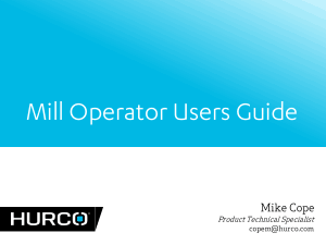 Hurco Mill Operator Users Guide