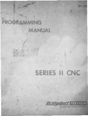 Bridgeport BOSS M-139A Series II Programming Manual