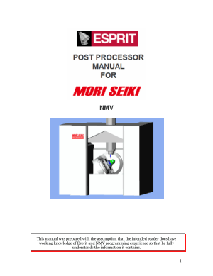 ESPRIT CAM Post Processor Manual for MORI SEIKI NMV