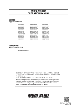 Mori Seiki Operating Manual NL1500 NL3000Y