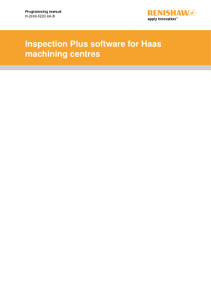 Renishaw Inspection Plus for Haas Programming Manual