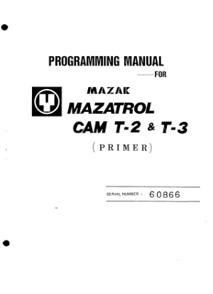 Mazak MAZATROL CAM T-2 T-3 Programming Manual