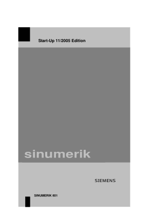SINUMERIK 801 Start-Up Technical Manual