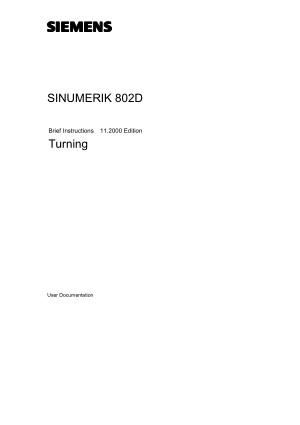 SINUMERIK 802D Turning User Manual