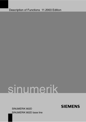 SINUMERIK 802D Description of Functions