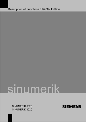 SINUMERIK 802S C Description of Functions